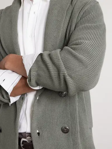 Brunello Cucinelli Shawl-Collar Double-Breasted Ribbed Cotton Cardigan - Men | Thumbnail 4 Brunello Cucinelli Shawl-Collar Double-Breasted Ribbed Cotton Cardigan - Men | Thumbnail 4