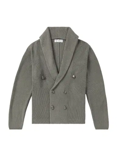 Brunello Cucinelli Shawl-Collar Double-Breasted Ribbed Cotton Cardigan - Men | Thumbnail 1 Brunello Cucinelli Shawl-Collar Double-Breasted Ribbed Cotton Cardigan - Men | Thumbnail 1