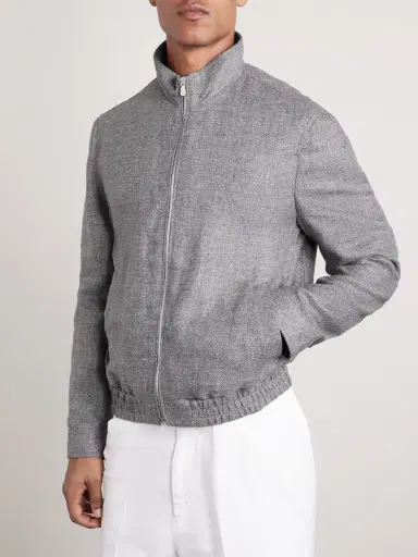 Brunello Cucinelli Wool, Linen and Silk-Blend Bomber Jacket - Men | Thumbnail 3 Brunello Cucinelli Wool, Linen and Silk-Blend Bomber Jacket - Men | Thumbnail 3