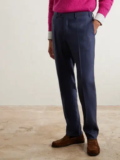 Canali Tapered Linen and Wool-Blend Twill Suit Trousers - Men | Thumbnail 3