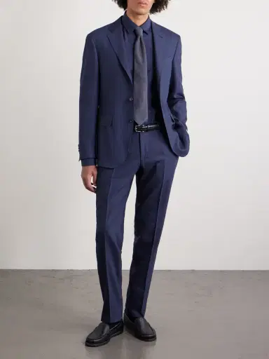 Canali Tapered Linen and Wool-Blend Twill Suit Trousers - Men | Thumbnail 6