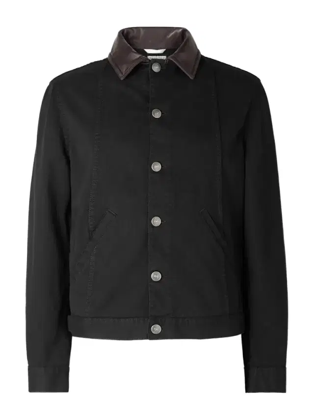 Brunello Cucinelli Leather-Trimmed Denim Jacket - Men