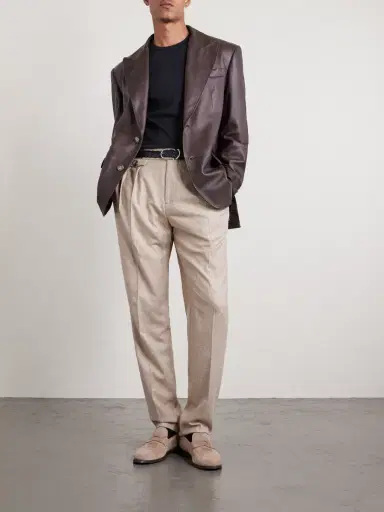 Brunello Cucinelli Full-Grain Leather Blazer - Men | Thumbnail 2 Brunello Cucinelli Full-Grain Leather Blazer - Men | Thumbnail 2