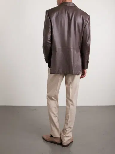 Brunello Cucinelli Full-Grain Leather Blazer - Men | Thumbnail 4 Brunello Cucinelli Full-Grain Leather Blazer - Men | Thumbnail 4