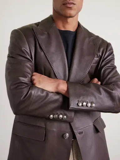 Brunello Cucinelli Full-Grain Leather Blazer - Men | Thumbnail 5 Brunello Cucinelli Full-Grain Leather Blazer - Men | Thumbnail 5