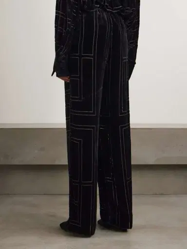 TOTEME Devoré-velvet Wide-leg Pants | Thumbnail 4 TOTEME Devoré-velvet Wide-leg Pants | Thumbnail 4