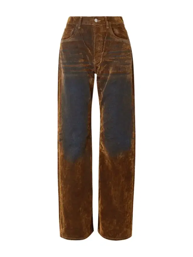Suede-effect Mid-rise Wide-leg Jeans