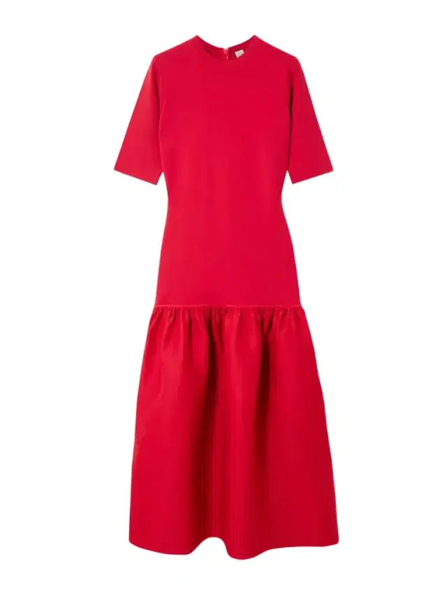 Twinflower Gathered Ribbed-knit And Wool And Silk-blend Crepe Midi Dress