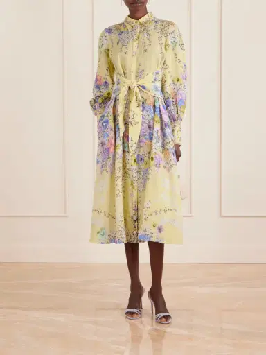 Camilla Crystal-embellished Floral-print Silk And Linen-blend Midi Shirt Dress | Thumbnail 2