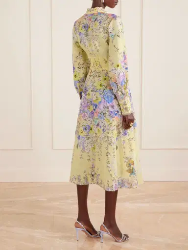 Camilla Crystal-embellished Floral-print Silk And Linen-blend Midi Shirt Dress | Thumbnail 3