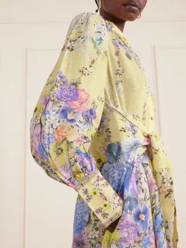 Camilla Crystal-embellished Floral-print Silk And Linen-blend Midi Shirt Dress | Thumbnail 4