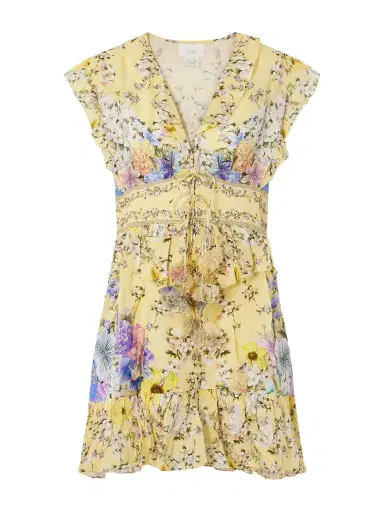 Camilla Appliquéd Embellished Floral-print Linen-voile Mini Dress | Thumbnail 1 Camilla Appliquéd Embellished Floral-print Linen-voile Mini Dress | Thumbnail 1