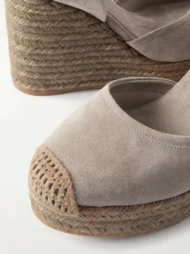 Brunello Cucinelli 80 Embellished Suede Platform Wedge Espadrille Sandals | Thumbnail 5