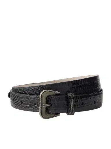 Brunello Cucinelli Lizard-effect Patent-leather Belt | Thumbnail 1