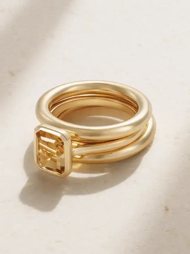 By Pariah Lumen Stack Set Of Three 14-karat Recycled Gold Quartz Rings