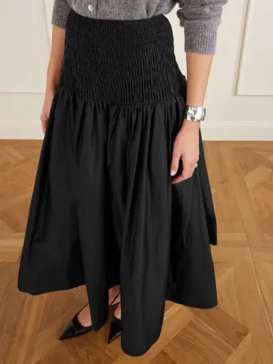 Self-Portrait Shirred Cotton-sateen Midi Skirt | Thumbnail 4