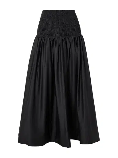 Self-Portrait Shirred Cotton-sateen Midi Skirt | Thumbnail 1