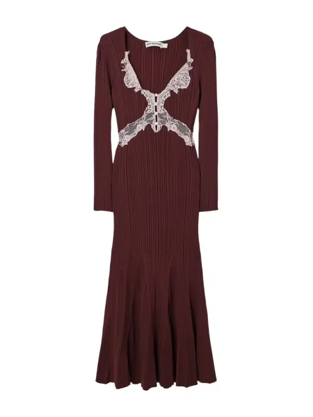 Lace-trimmed Ribbed-knit Midi Dress