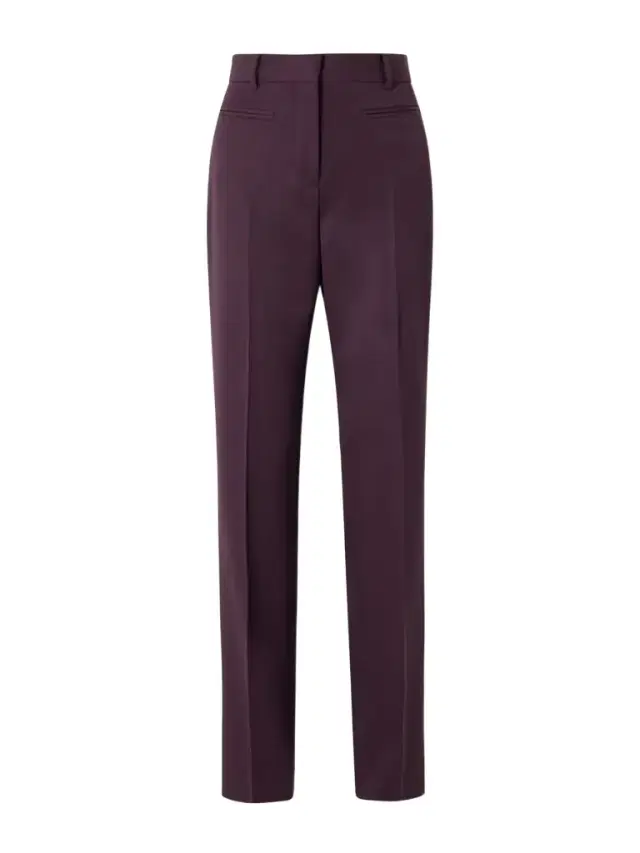 Pleated Grain De Poudre Wool Flared Pants