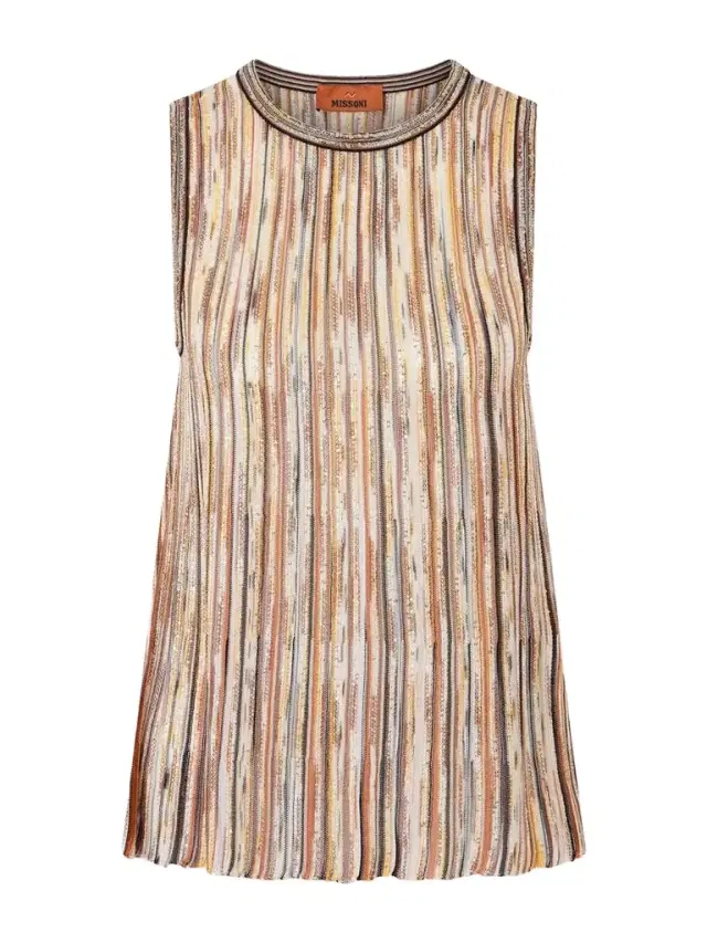 Mare Sequined Metallic Striped Crochet-knit Tank