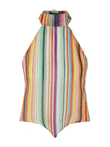 Missoni Striped Cotton And Silk-blend Crepe De Chine Halterneck Top | Thumbnail 1 Missoni Striped Cotton And Silk-blend Crepe De Chine Halterneck Top | Thumbnail 1
