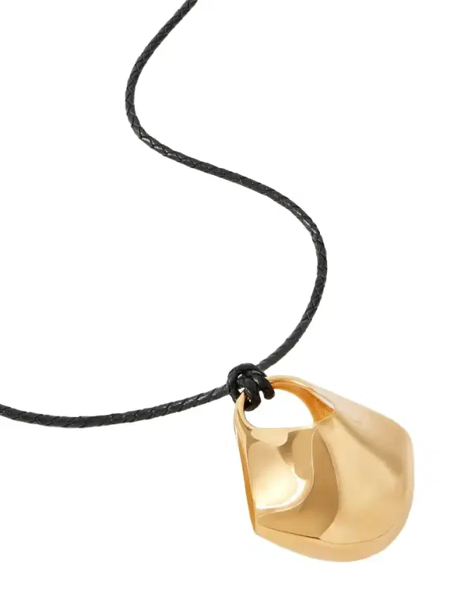 Lotus Medium Leather And Gold-plated Necklace Lotus Medium Leather And Gold-plated Necklace