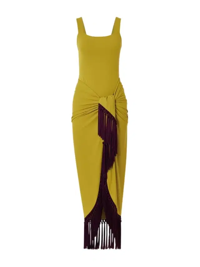Swimsuit And Tasseled Pareo Set