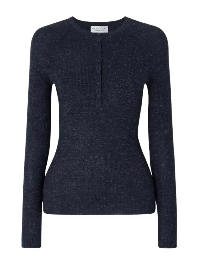 Anges Ribbed Cashmere, Silk And Hemp-blend Henley Top