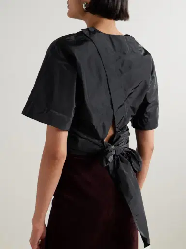 Staud Michelina Tie-detailed Taffeta Top | Thumbnail 3