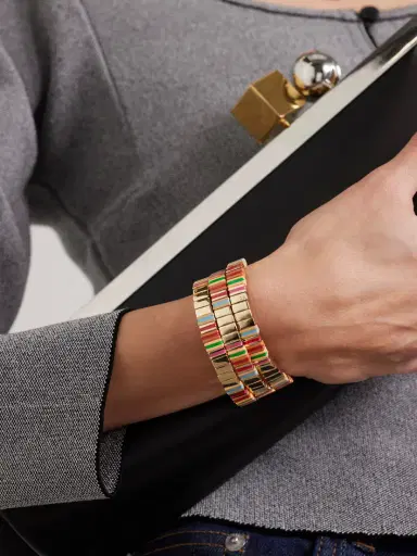 Roxanne Assoulin The Happy Stack Set Of Three Gold-tone And Enamel Bracelets | Thumbnail 2 Roxanne Assoulin The Happy Stack Set Of Three Gold-tone And Enamel Bracelets | Thumbnail 2