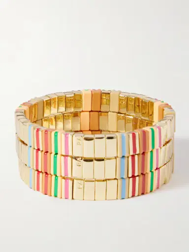 Roxanne Assoulin The Happy Stack Set Of Three Gold-tone And Enamel Bracelets | Thumbnail 3 Roxanne Assoulin The Happy Stack Set Of Three Gold-tone And Enamel Bracelets | Thumbnail 3