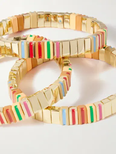 Roxanne Assoulin The Happy Stack Set Of Three Gold-tone And Enamel Bracelets | Thumbnail 4 Roxanne Assoulin The Happy Stack Set Of Three Gold-tone And Enamel Bracelets | Thumbnail 4