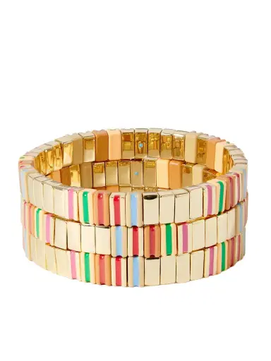 Roxanne Assoulin The Happy Stack Set Of Three Gold-tone And Enamel Bracelets | Thumbnail 1 Roxanne Assoulin The Happy Stack Set Of Three Gold-tone And Enamel Bracelets | Thumbnail 1