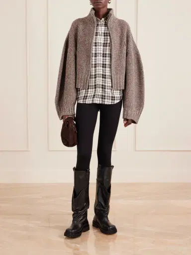 The Attico Ribbed Wool And Cashmere-blend Zip-up Cardigan | Thumbnail 2 The Attico Ribbed Wool And Cashmere-blend Zip-up Cardigan | Thumbnail 2