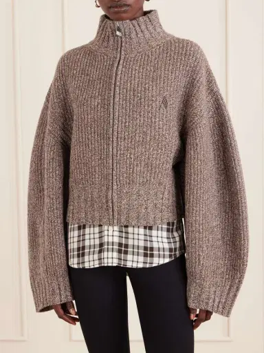 The Attico Ribbed Wool And Cashmere-blend Zip-up Cardigan | Thumbnail 3 The Attico Ribbed Wool And Cashmere-blend Zip-up Cardigan | Thumbnail 3
