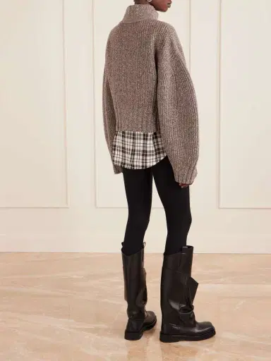 The Attico Ribbed Wool And Cashmere-blend Zip-up Cardigan | Thumbnail 4 The Attico Ribbed Wool And Cashmere-blend Zip-up Cardigan | Thumbnail 4