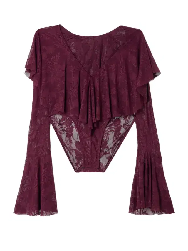 Ruffled Stretch-lace Bodysuit