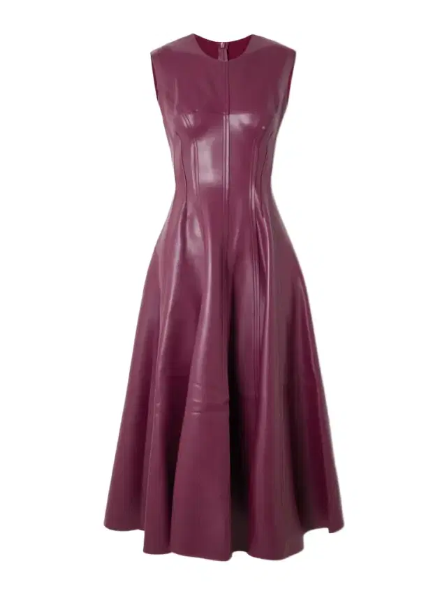 Grace Belted Paneled Leather-like Midi Dress