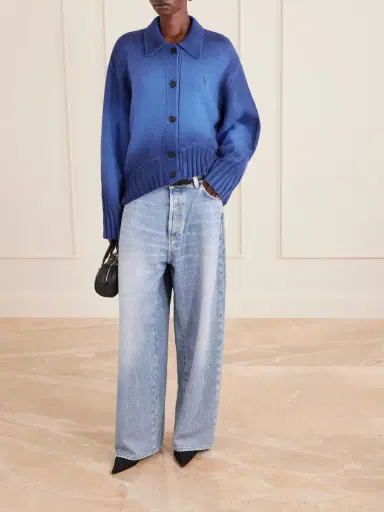 The Attico Asymmetric Embroidered Dégradé Wool And Cashmere-blend Cardigan | Thumbnail 2