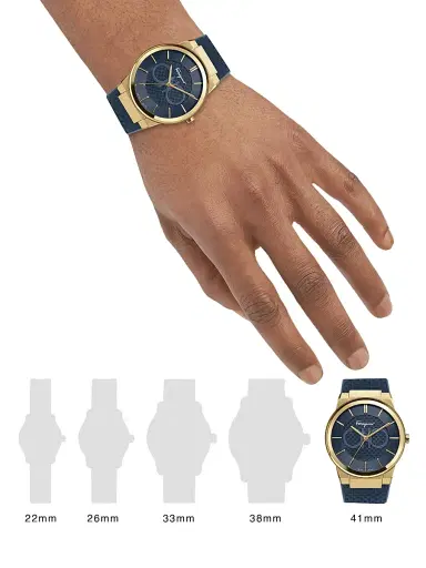 FERRAGAMO Men's  Sapphire Yellow Gold IP Double Gancini Rubber Strap Watch - Gold | Thumbnail 2