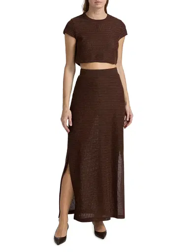 Simkhai Women's Nicky Knit Cover-Up Midi-Skirt - Chocolate - Size Large | Thumbnail 2