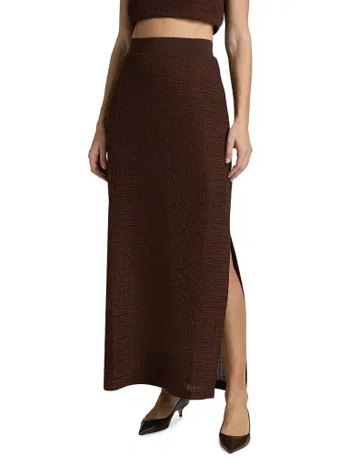 Simkhai Women's Nicky Knit Cover-Up Midi-Skirt - Chocolate - Size Large | Thumbnail 3