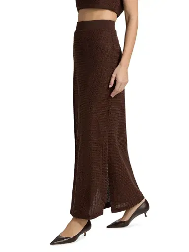 Simkhai Women's Nicky Knit Cover-Up Midi-Skirt - Chocolate - Size Large | Thumbnail 4