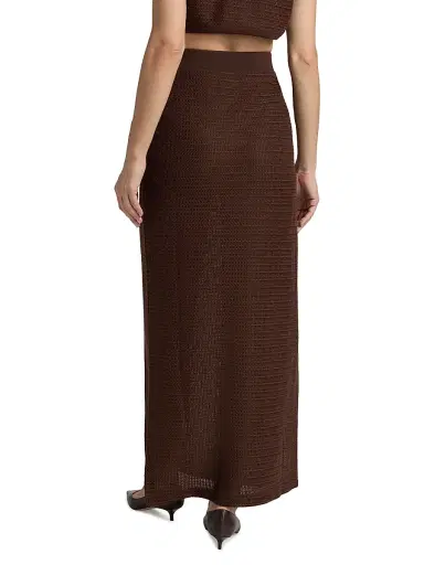 Simkhai Women's Nicky Knit Cover-Up Midi-Skirt - Chocolate - Size Large | Thumbnail 5