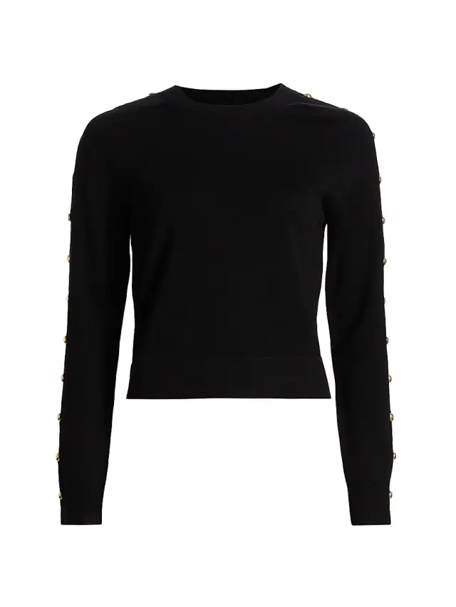 Women's Declan Studded Wool Top - Black