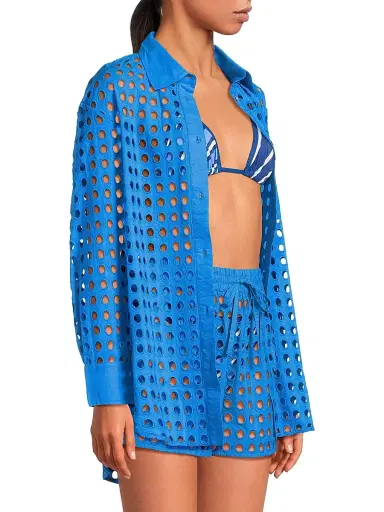 Solid & Striped Women's The Oxford Eyelet Shirt - Cosmic Blue - Size Medium | Thumbnail 4 Solid & Striped Women's The Oxford Eyelet Shirt - Cosmic Blue - Size Medium | Thumbnail 4