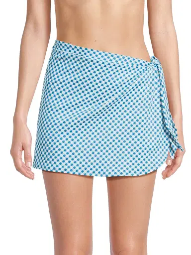 Solid & Striped Women's Gingham Terry Wrap Pareo - Cosmic Blue Gingham - Size Medium | Thumbnail 3