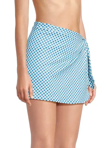 Solid & Striped Women's Gingham Terry Wrap Pareo - Cosmic Blue Gingham - Size Medium | Thumbnail 4