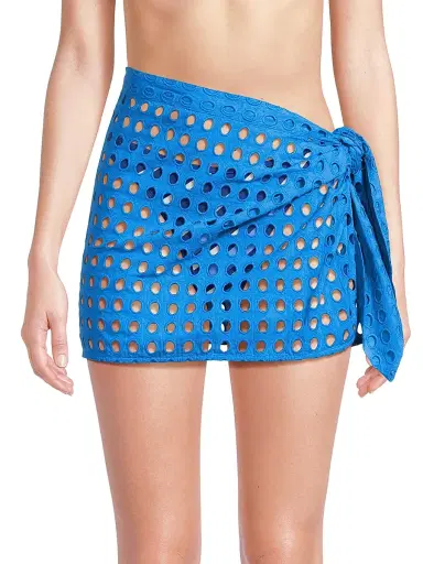 Solid & Striped Women's The Mini Eyelet Cotton Pareo - Cosmic Blue | Thumbnail 3