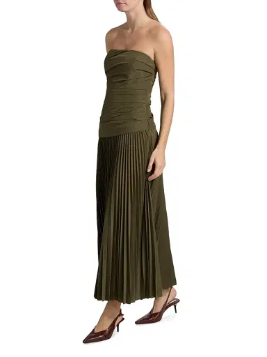 SIMKHAI Women's Arie Strapless Bustier Midi-Dress - Fern | Thumbnail 4